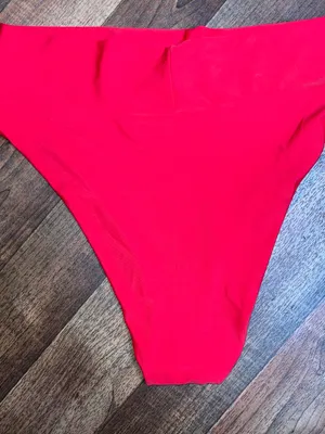 aerie Bright Red High-Cut Cheeky Swim Bottom High Cut Cheeky thumbnail 1