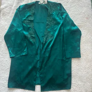 Victoria's Secret Gold Tag Emerald Lace trim robe thumbnail 1