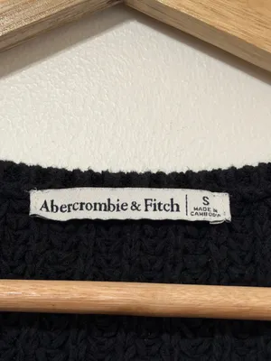 Abercrombie & Fitch Knit Sweater Size Small Black Top Textural Crew Tank thumbnail 3