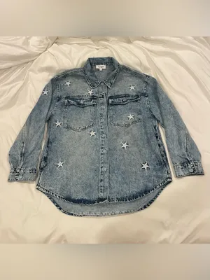 Mineral Wash Star Embroidered Denim Jacket thumbnail 4
