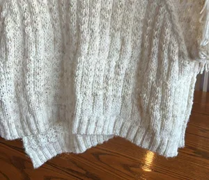 Crochet Sweater Beige Fringe One Size XS S M L thumbnail 4