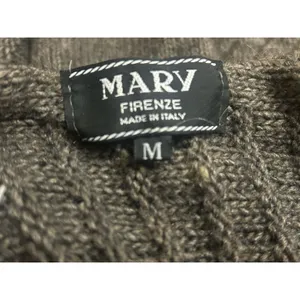 Mary Firenze Sweater Women M Pleated Cardigan Brown /gray Wool Alpaca Italy Made thumbnail 4