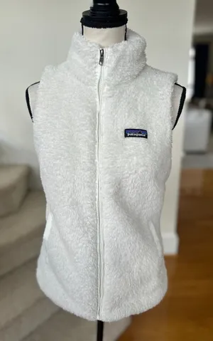 Patagonia Los Gatos White Fuzzy Fleece Zip Up Vest thumbnail 1
