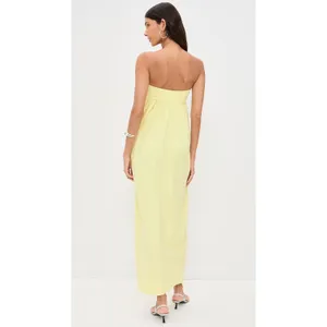 Susana Monaco Sz Small Yellow Strapless Tube Gathered Pocket Summer Maxi Dress thumbnail 2