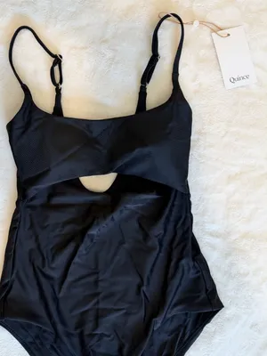 NWT Italian Cut Out One-Piece Swimsuit in Black - Size: Small thumbnail 3
