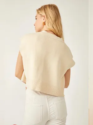 Free People Cream V-Neck “Easy Street” Knit Sweater Vest S thumbnail 2