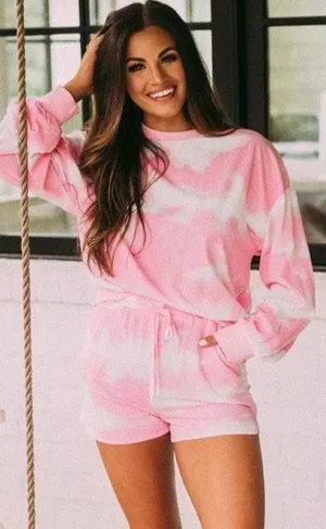 Two Piece Tie Dye Set Pink Size M thumbnail 1