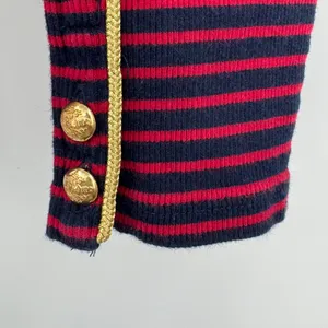 Ralph Lauren LRL blouse women's M striped red navy boatneck button cuff nautical thumbnail 5