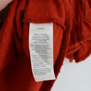Madewell Women's Ruffle Mock Neck Short Sleeve Clip Dot Top Russet Orange Small thumbnail 7