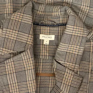 Anthropologie PILCRO Belted Blazer Dress Plaid Glen Check Brown Pockets Medium thumbnail 11