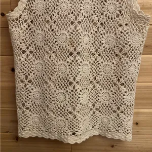 Vintage Chazzz Charles Ghailian Large Open Knit Crochet Button Front Vest Boho thumbnail 7
