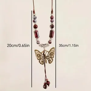 Ethnic Style Butterfly Long Necklace Vintage Sweater Chain Charm Boho Necklace J thumbnail 5