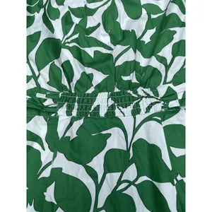 Coastal White Green Botanical Cotton Maxi Shirt Dress Belted Pockets Zara M thumbnail 16