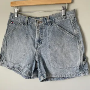Tommy Hilfiger Vintage 1990's Cargo Denim Shorts Light Blue 100% Cotton Size 6 thumbnail 3