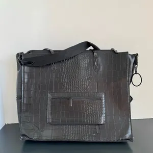 BEIS Large Work Tote Black Crocodile 14.5” x 11” Vegan Leather Zip Closure thumbnail 6