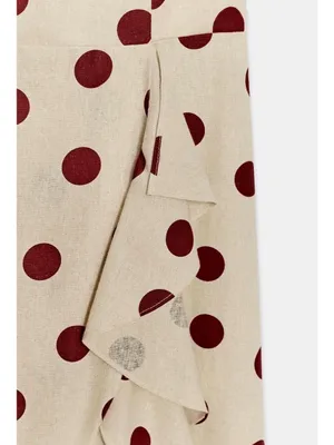Zara Cream Dress with Brown Polka Dots and Ruffle High-Low Hem thumbnail 10