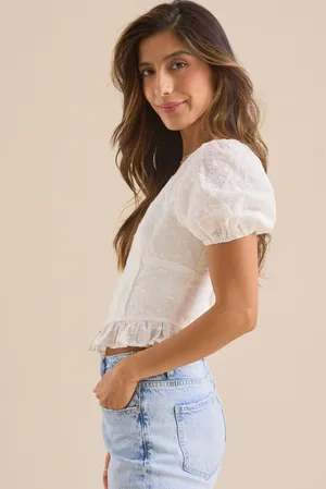 Altar'd State White Ellerie Embroidered Corset Top NWT thumbnail 2
