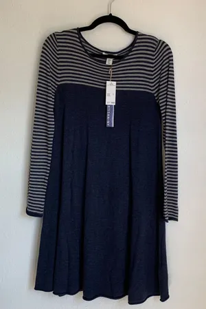 5/$25 NWT Artisan NY Navy Striped‎ Knit Dress thumbnail 1