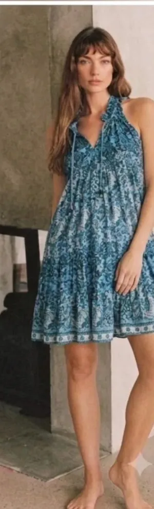 Tuckernuck Ro's Garden Sofia Mini Dress Size Medium blue joey thumbnail 1
