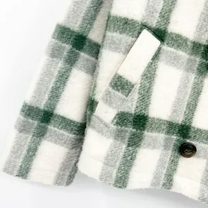Madewell Womens Plaid Double Breasted Dasani Blazer Fleece Jacket Size S Green‎ thumbnail 4