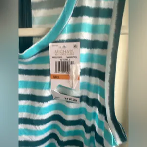 Michael Michael KORS Teal, Turquoise and White Striped Dress. thumbnail 6