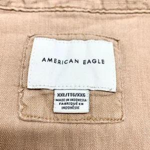 American Eagle Oversized Button Down Women Size XXL Tan‎ Linen Blend Boho Shirt thumbnail 5