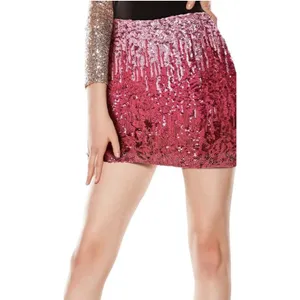jamntower sequin mini skirt Pink/Red Ombré womens L thumbnail 3