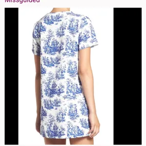 New Missguided White Dress with Blue Toile Print | Size Medium thumbnail 14