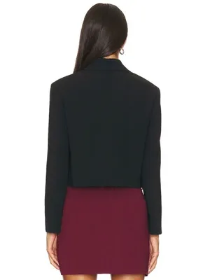 NWT Theory Crop Double-Breasted Jacket in Black Admiral Crepe Blazer 4 thumbnail 3