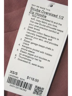 NWT Lululemon Scuba Oversized Half Zip Hoodie in Spiced Chai Sweatshirt XS/S thumbnail 3