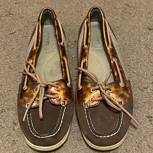 Womens Sperry Top-Sider Angelfish Brown Gold Leather‎ Boat Shoes Size 8 thumbnail 1