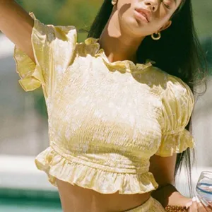 Sabo Skirt Light Yellow Ruffled Blouse thumbnail 1