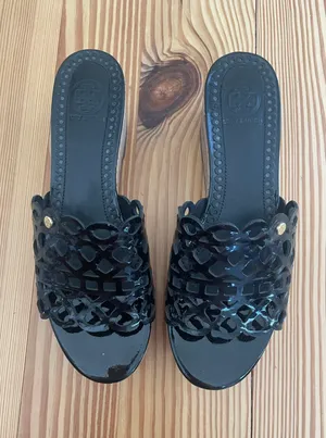 Tory Burch Eyelot Patent Leather Cork Platform Sandals thumbnail 3