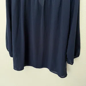 [Ann Taylor] Navy Blue V-Neck Chiffon Blouse 3/4 Length Sleeves Work Sz Large L thumbnail 7