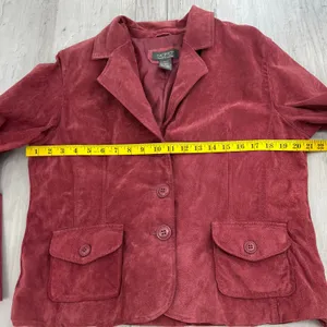 Motto Genuine Suede Leather Pink Trucker Jacket Western Button Front Chore Coat thumbnail 9