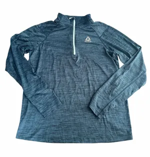 Reebok Women's Space Dye Blue 1/4 Zip Long Sleeve Pullover Activewear Top Size M thumbnail 1