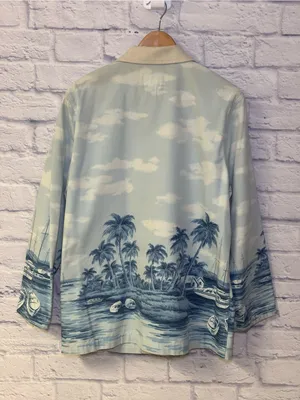 RALPH LAUREN Naval Supply Size M Barn Jacket Blue St Martin Island Boat Print thumbnail 10