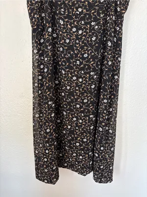 Express Vintage 90s Goth Black Floral Babydoll Slip Dress thumbnail 6