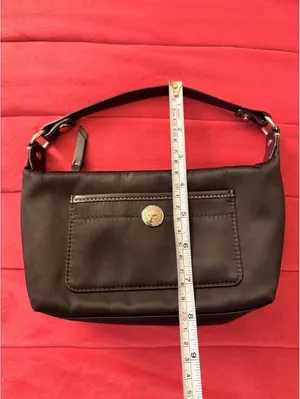 Coach Hamptons Black Satin Nylon Mini Baguette Shoulder Bag thumbnail 7