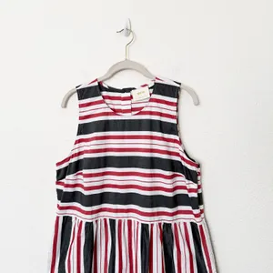 [Anthropologie] Maeve Red Gray Striped Wide Leg Sleeveless Jumpsuit Cotton Sz XL thumbnail 4