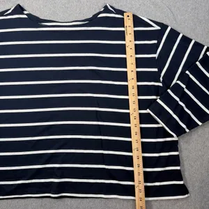 Old Navy Women's 3X Plus Size Navy Blue White Stripe 3/4 Sleeve Boat Neck Top thumbnail 5