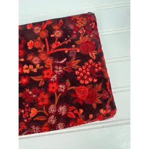 Lucky Brand Wristlet Pouch Women OS Burgundy Floral Embroidered Suede Boho thumbnail 2