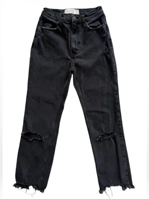 Abercrombie & Fitch Distressed Jeans- The Ankle Straight Ultra High Rise - Sz 00 thumbnail 1