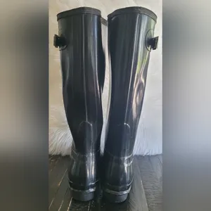 Hunter Original Black Gloss Rain Boots Women's Size 6 thumbnail 3