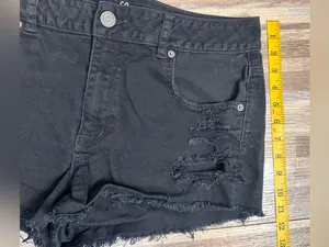 American Eagle Outfitters Black Distressed Denim Shorts Women’s Size 14 thumbnail 3