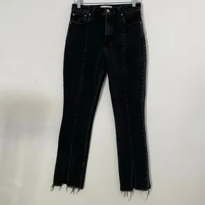 Abercrombie Curve Love High Rise Skinny Jeans Black Raw Hem 27 thumbnail 2