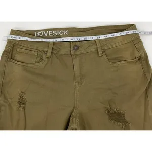 Lovesick‎ Womens Size 16 Olive Green Distressed Skinny Jeans Stretch Khaki thumbnail 6
