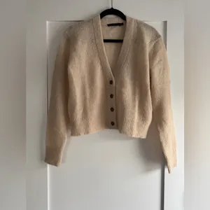 Jenni Kayne Boyfriend Alpaca Wool Knit Cardigan Sand Cream Off White Small thumbnail 4