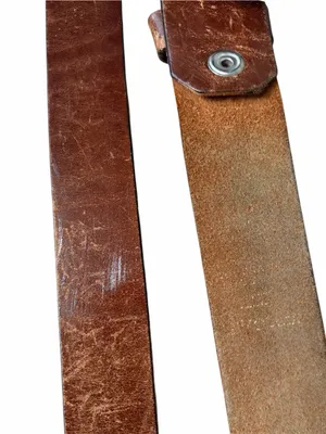 Vintage 70s leather brass buckle belt medium thumbnail 6