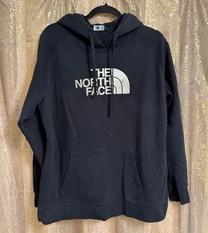 The North Face Black Metallic Gold Logo Pullover Hoodie Sweater XL thumbnail 1